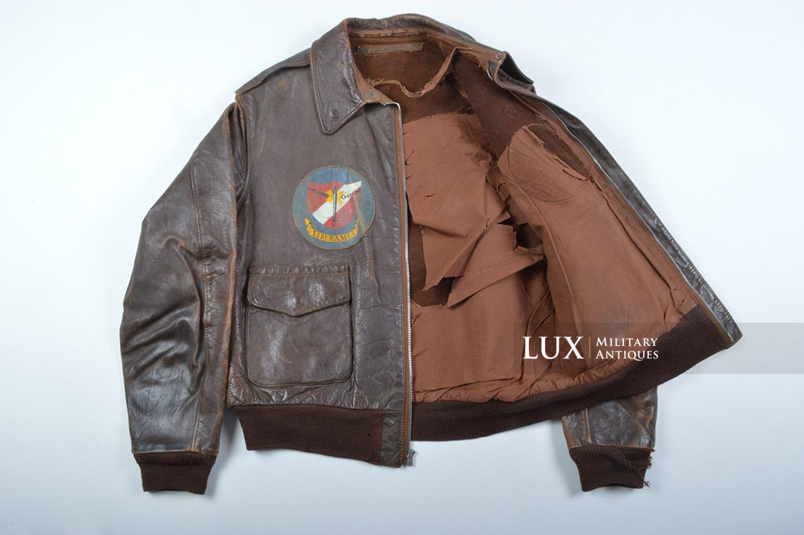 USAAF type A-2 Painted Flight Jacket « LT. RICHARD D. LODGE » Grouping , 859th Bomb Squadron , 8th Air Force , ETO - photo 41