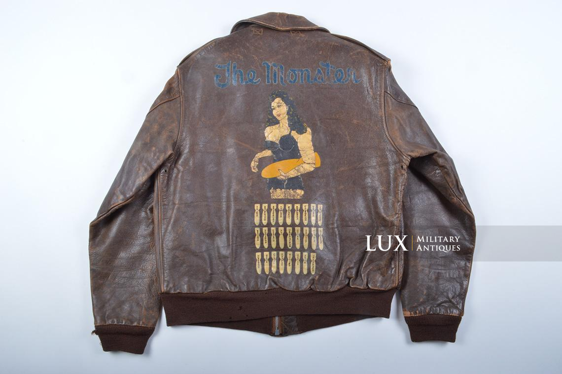 USAAF type A-2 Painted Flight Jacket « LT. RICHARD D. LODGE » Grouping , 859th Bomb Squadron , 8th Air Force , ETO - photo 4