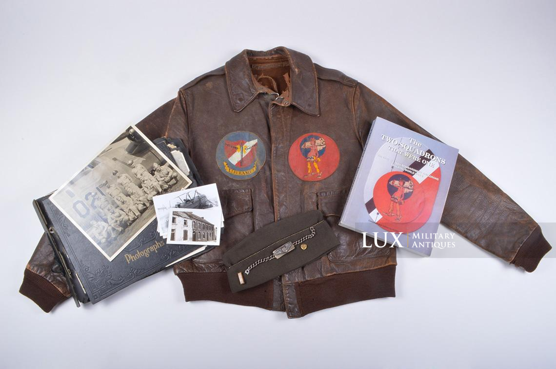 Grouping USAAF blouson A-2 peint « Lt. Richard D. Lodge », 859th Bomb Squadron , 8th Air Force , ETO - photo 7