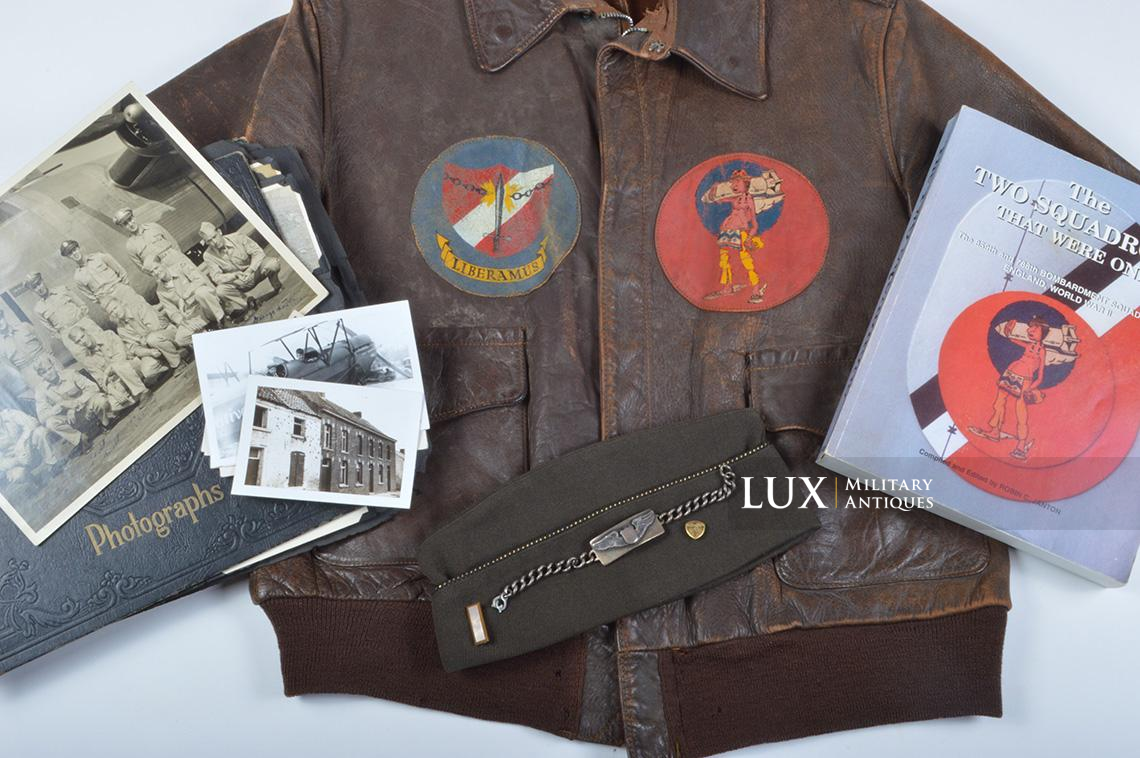 Grouping USAAF blouson A-2 peint « Lt. Richard D. Lodge », 859th Bomb Squadron , 8th Air Force , ETO - photo 8