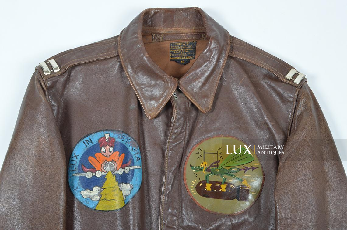 USAAF type A-2 painted flight jacket « Lt Robert L. Gilkey » Grouping , 486th Bomb Group Heavy / 835th Bomb Squadron , 8th Air Force , ETO - photo 8