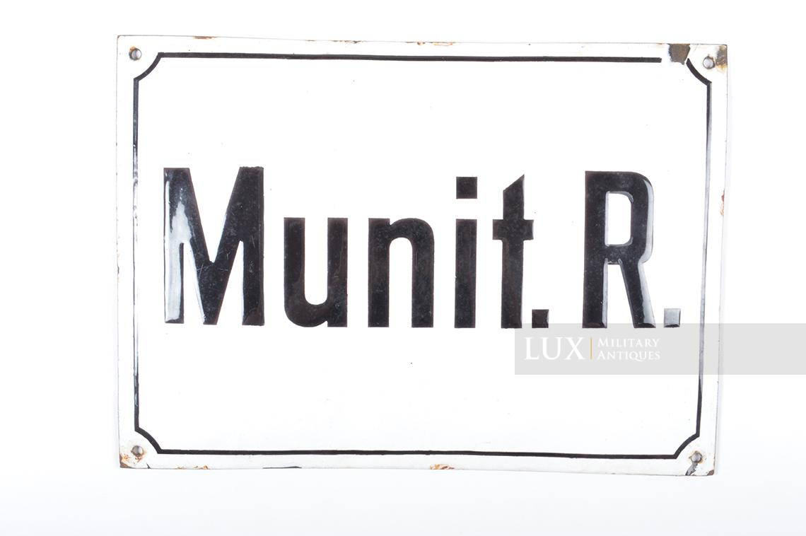 Plaque allemande émaillée pour local à munition d’un bunker, « Munit. R. » - photo 4