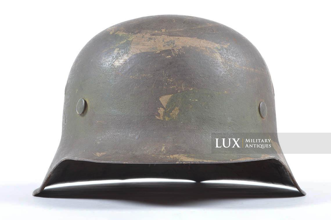 M42 Heer brush three-tone « Normandy » camouflage helmet, named - photo 8