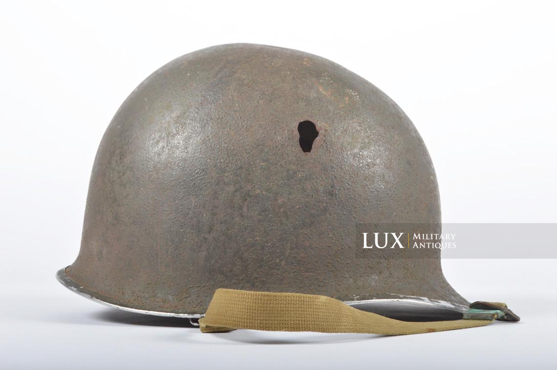 USM1 fixed bale battle damaged combat helmet, « KIA », 11th Armored Div. - photo 12