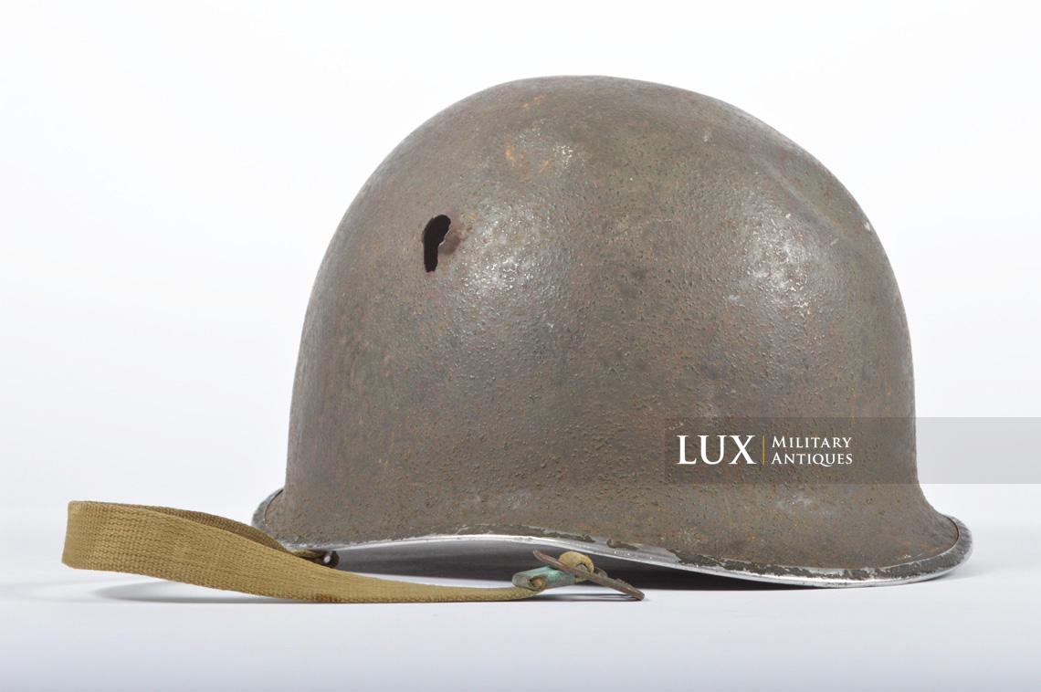 USM1 fixed bale battle damaged combat helmet, « KIA », 11th Armored Div. - photo 13