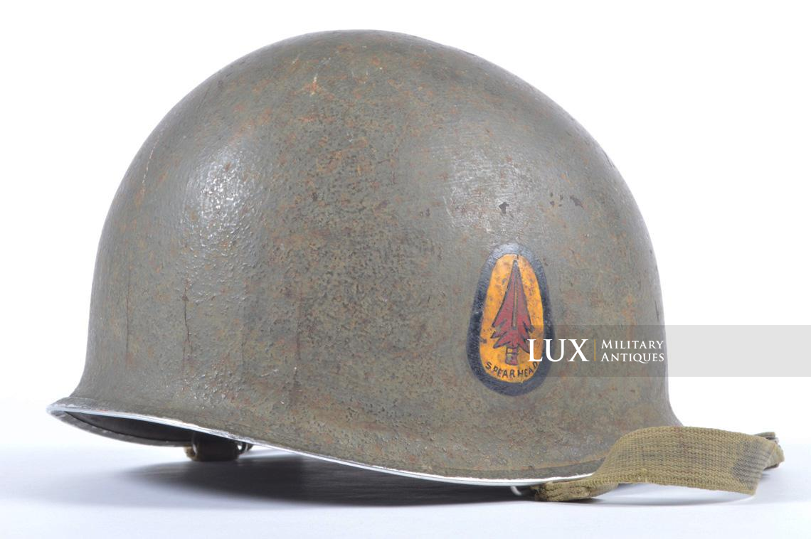 Identified USM1 3rd Armored Division fixed bale helmet, « Spearhead » - photo 9