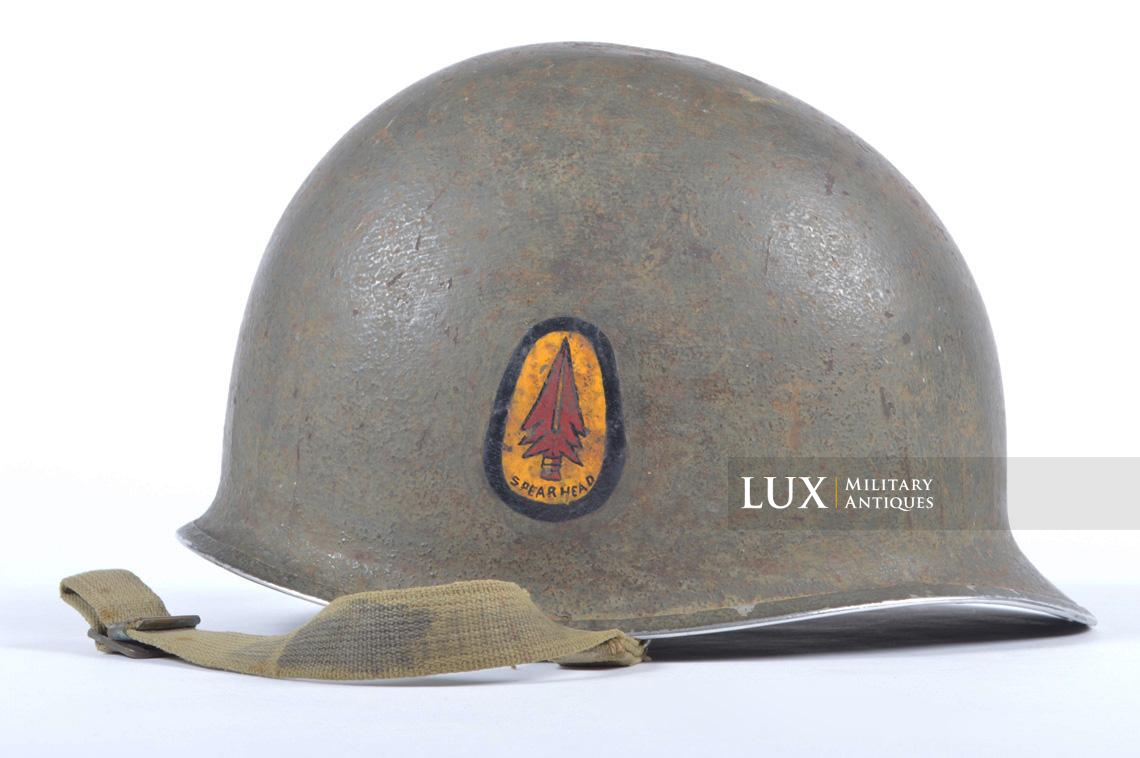 Identified USM1 3rd Armored Division fixed bale helmet, « Spearhead » - photo 10