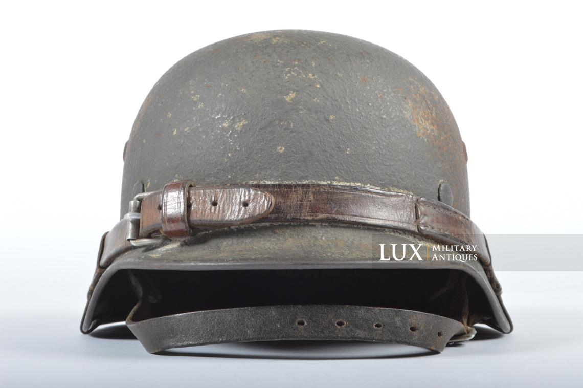 M35 Heer ex-winter camouflage combat helmet with leather carrier rig, « named » - photo 8