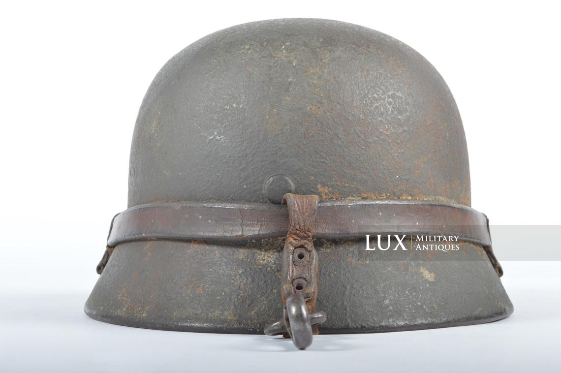 M35 Heer ex-winter camouflage combat helmet with leather carrier rig, « named » - photo 12