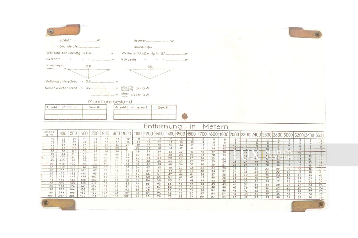 Règle allemande de calcul de distance pour l’artillerie, « Zielgevierttafel » - photo 8