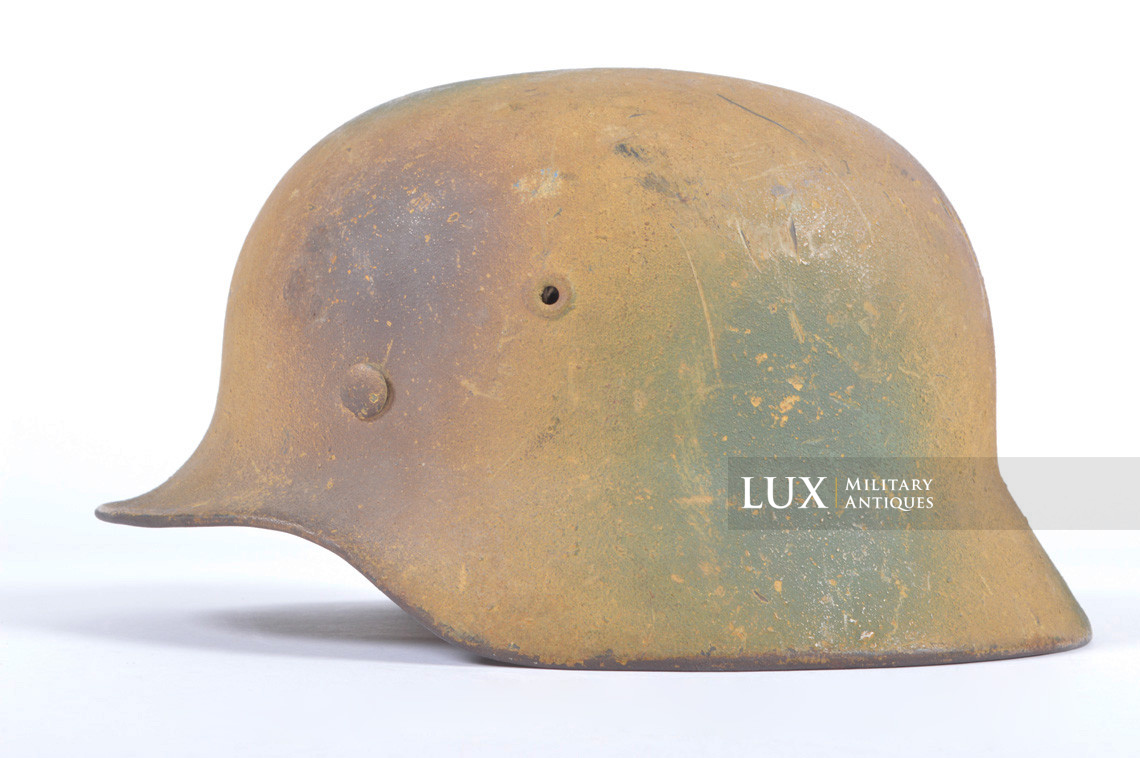 Casque allemand M40 Heer texturé camouflé trois tons avec filet, nominatif « Lobstein » - photo 4