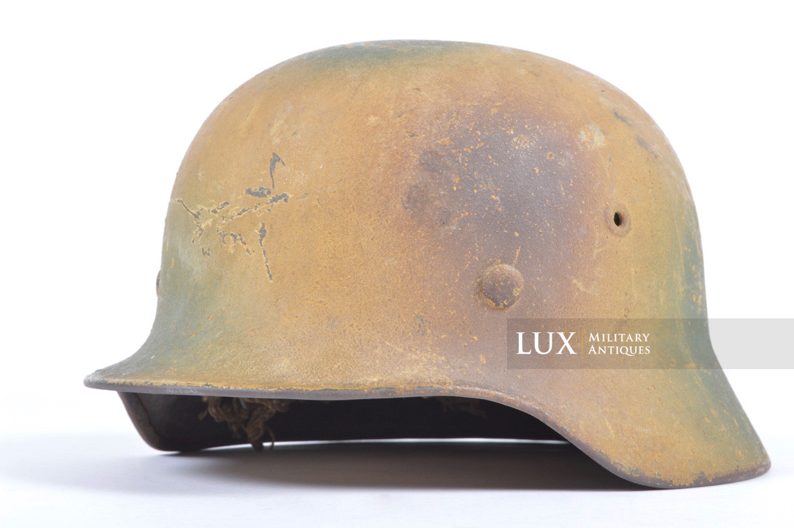 Casque allemand M40 Heer texturé camouflé trois tons avec filet, nominatif « Lobstein » - photo 7