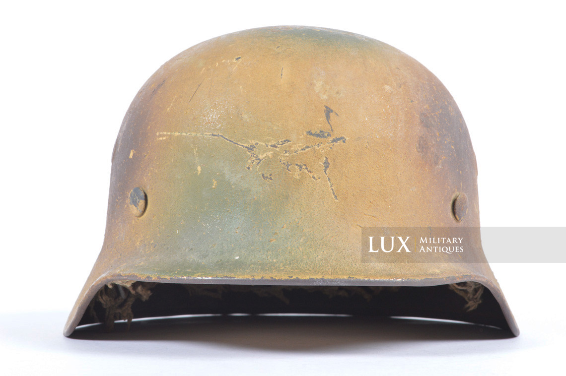Casque allemand M40 Heer texturé camouflé trois tons avec filet, nominatif « Lobstein » - photo 8