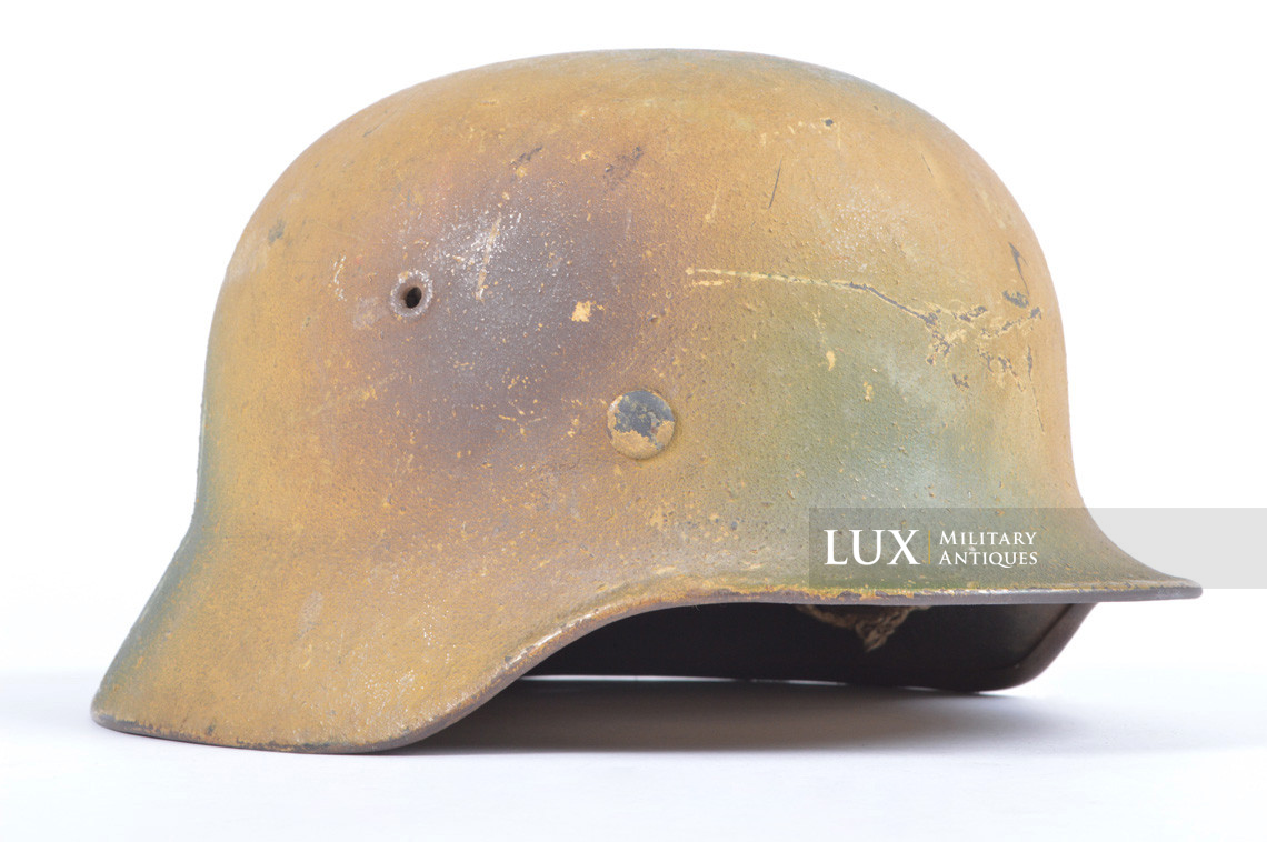 Casque allemand M40 Heer texturé camouflé trois tons avec filet, nominatif « Lobstein » - photo 9