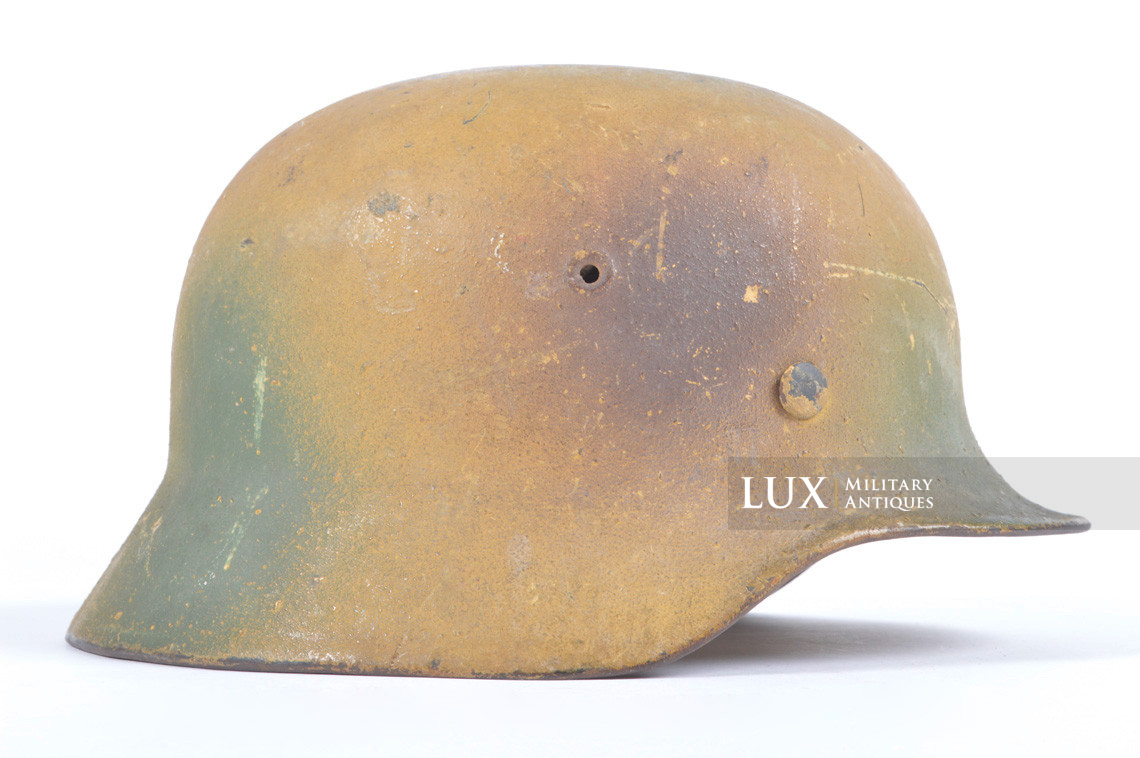 Casque allemand M40 Heer texturé camouflé trois tons avec filet, nominatif « Lobstein » - photo 10