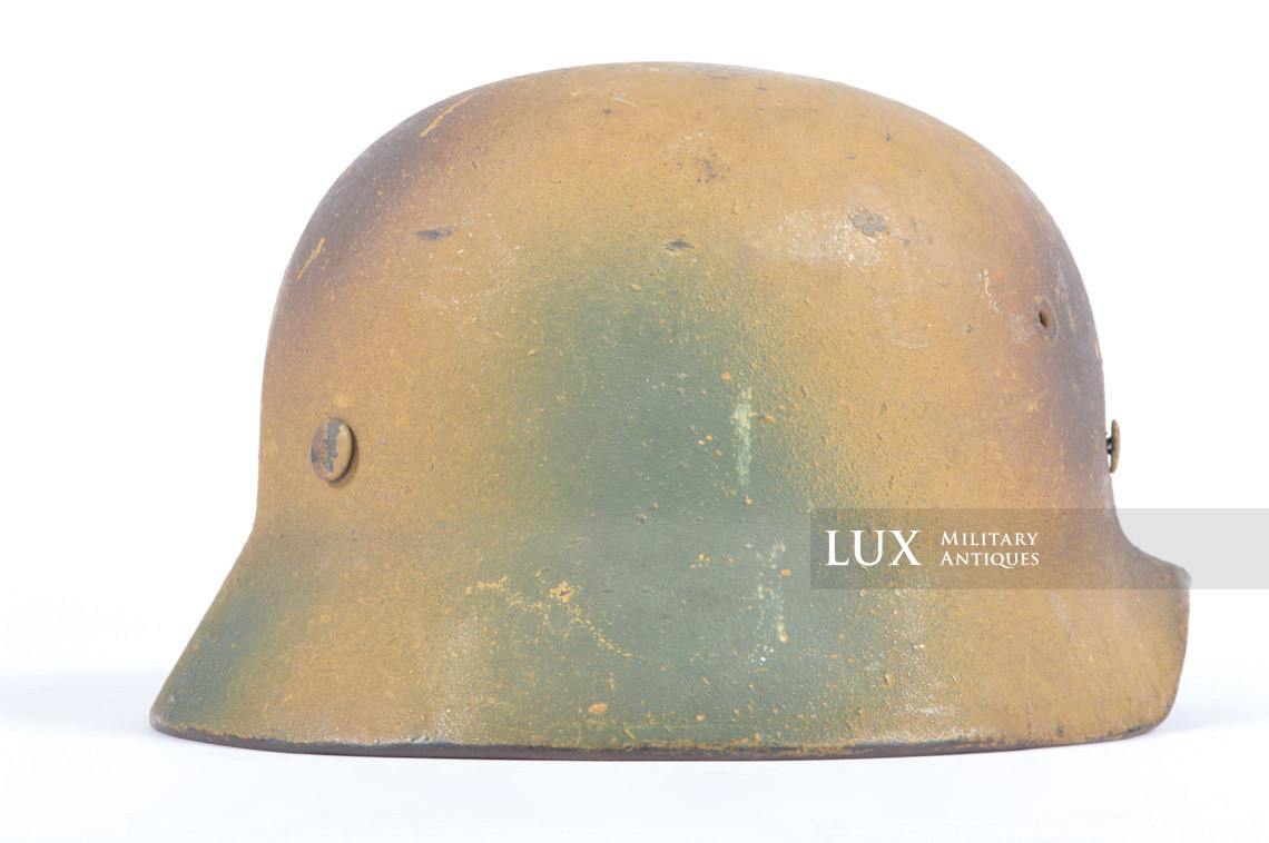 Casque allemand M40 Heer texturé camouflé trois tons avec filet, nominatif « Lobstein » - photo 11