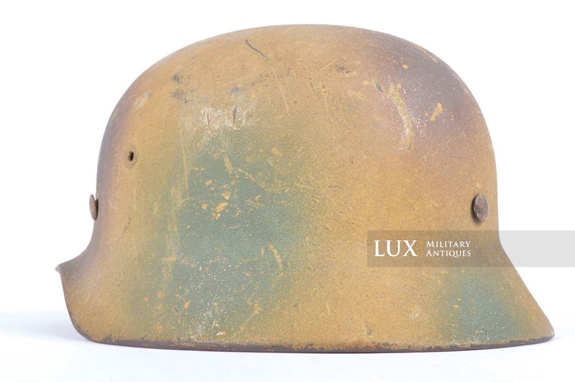 Casque allemand M40 Heer texturé camouflé trois tons avec filet, nominatif « Lobstein » - photo 13