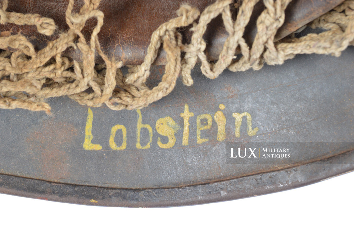 Casque allemand M40 Heer texturé camouflé trois tons avec filet, nominatif « Lobstein » - photo 66