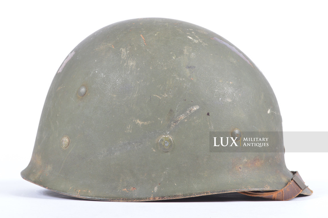 Rare USM1 2nd Infantry Division Chaplain's combat helmet, « Indian Head » - photo 49