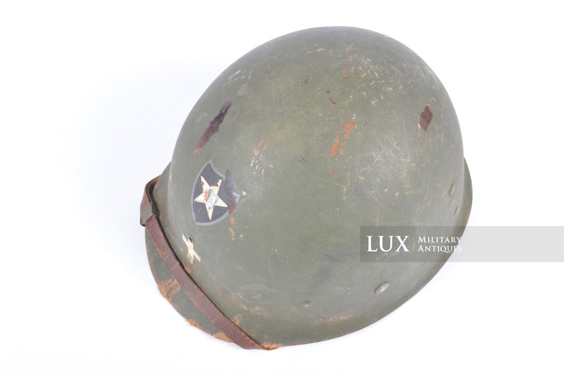 Rare USM1 2nd Infantry Division Chaplain's combat helmet, « Indian Head » - photo 54