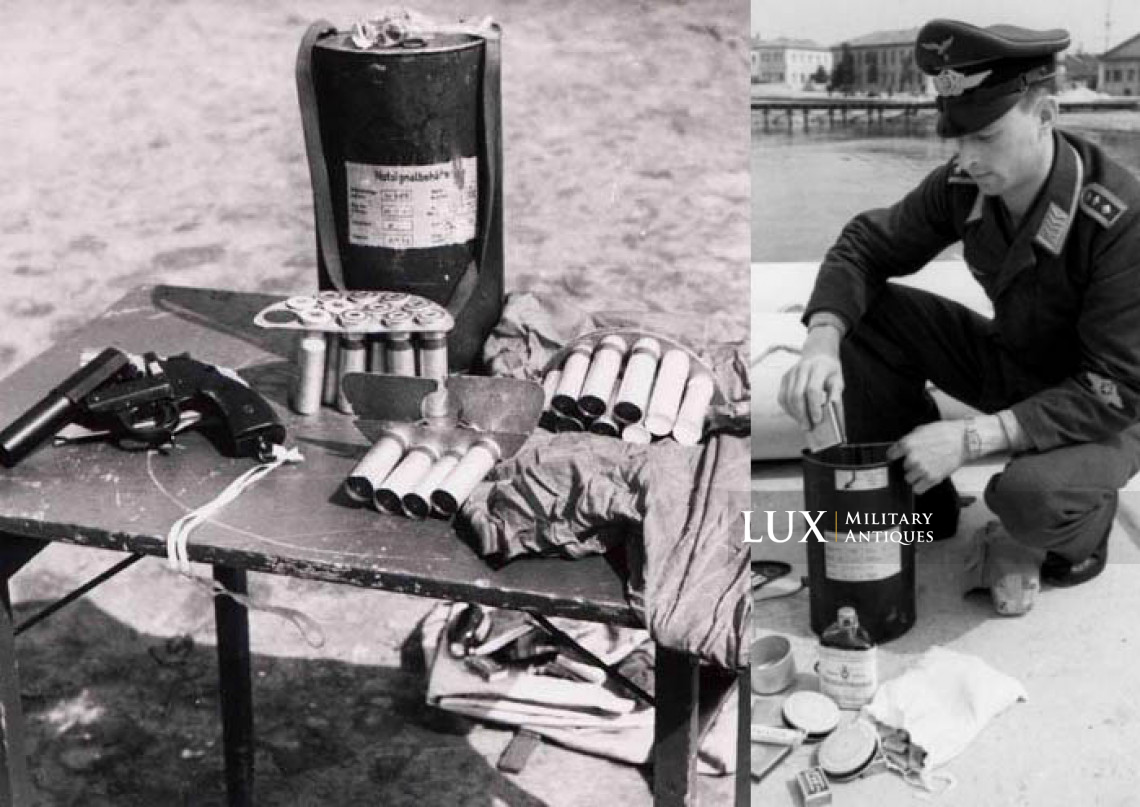 Containeur de survie Luftwaffe fin de guerre pour la mer, « Notsignalbehälter » - photo 9