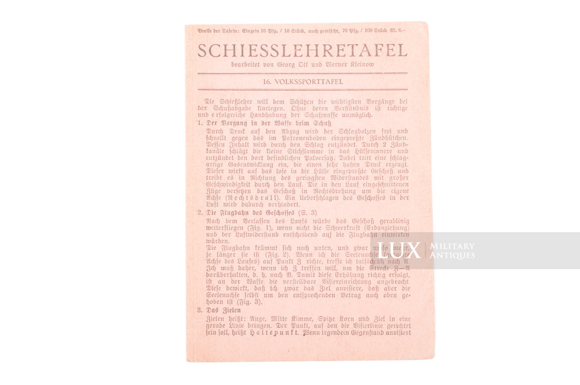 Livret d'instruction allemand sur le tir, « Schiesslehretafel » - photo 4