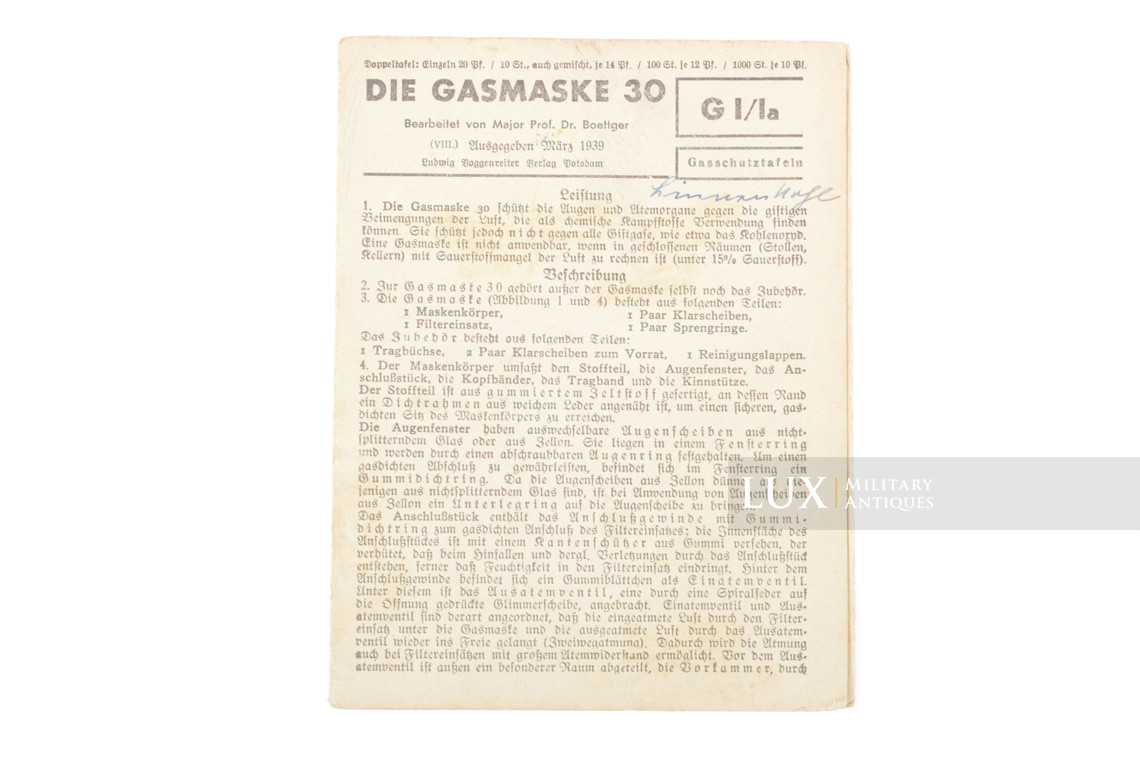 Livret d'instruction allemand, « Die Gasmaske 30 » - photo 4