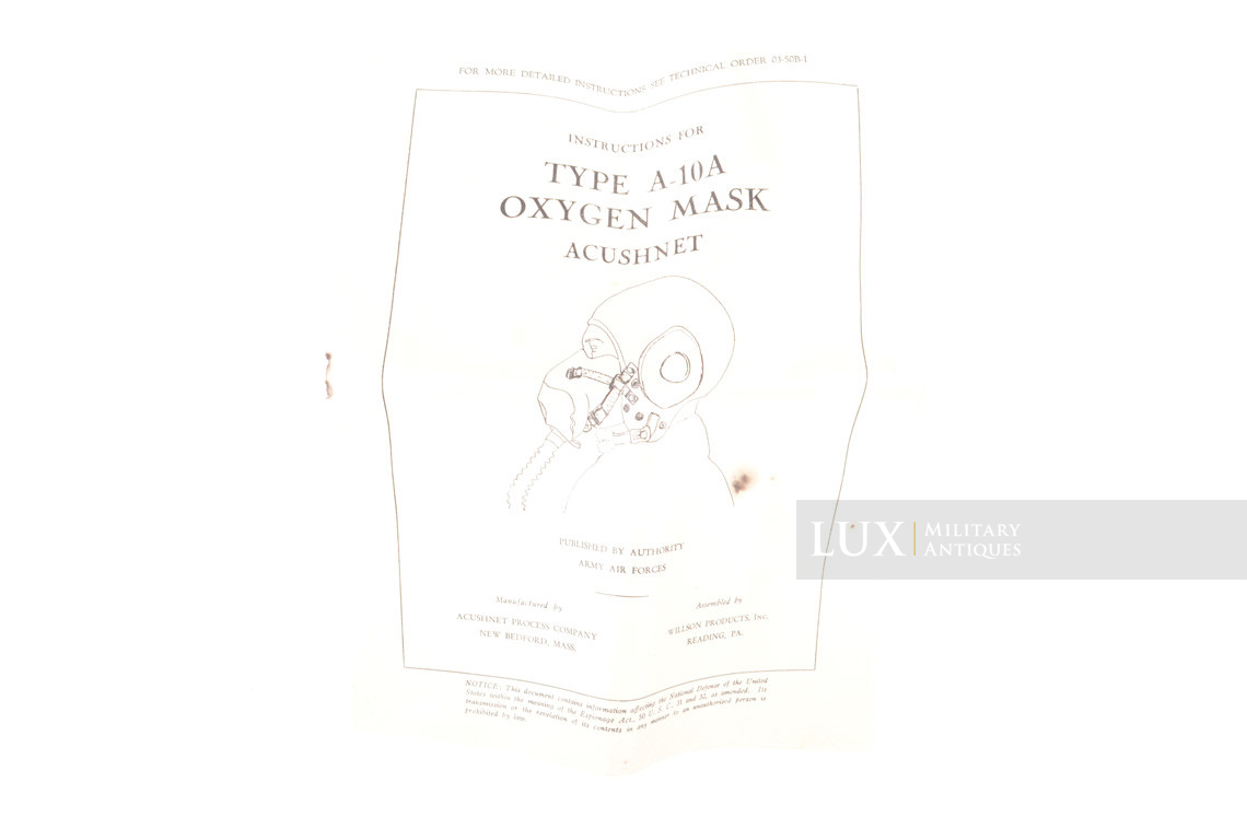 Masque à oxygène USAAF type A-10A - photo 32