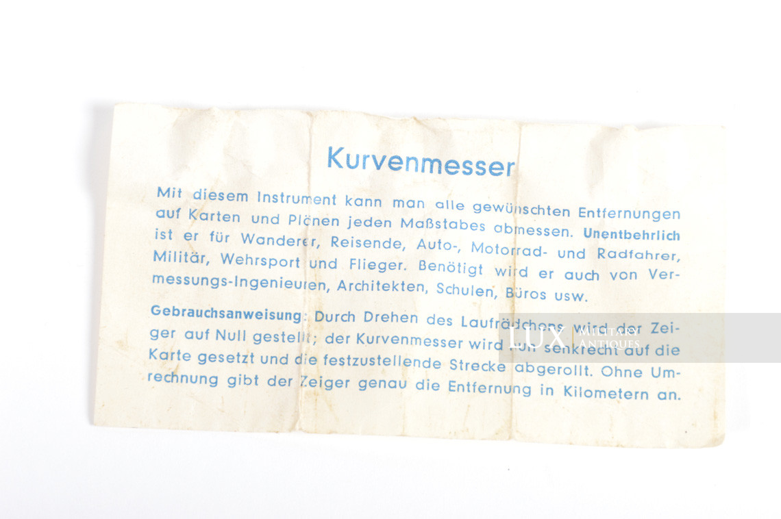 Accessoire allemand de mesure de distance sur carte, « Kurvenmesser » - photo 11