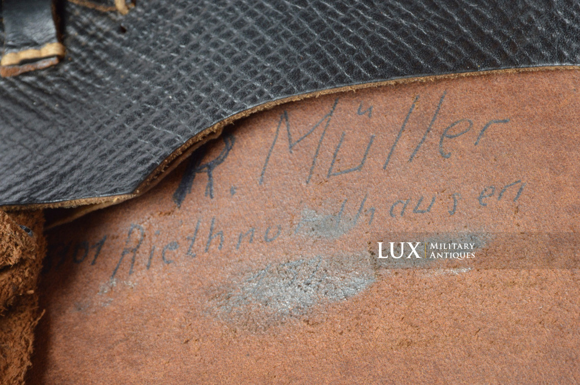 Late-war German map case in black pebbled leather, « RBNr » - photo 14