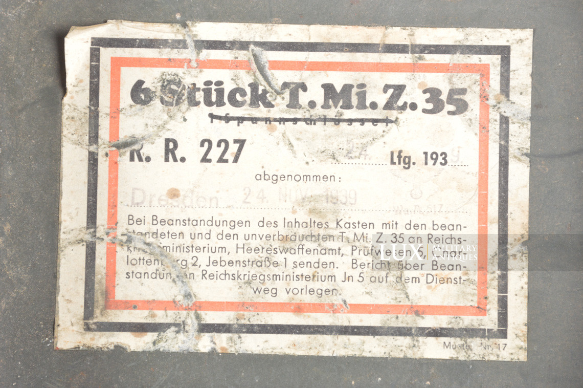 Boite métallique pour 6 détonateurs de mine allemande, « Tellerminenzünder 35 » - photo 16