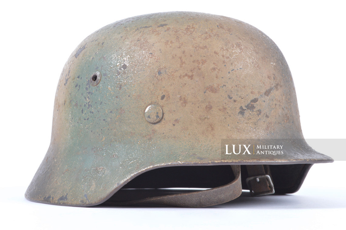Unique set of German Luftwaffe three tone spray camouflage helmets, « FLAK » - photo 23