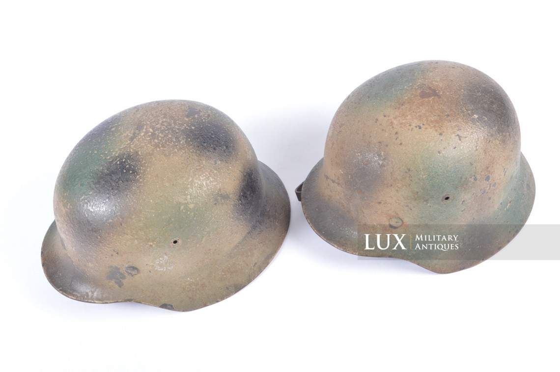 Unique set of German Luftwaffe three tone spray camouflage helmets, « FLAK » - photo 9