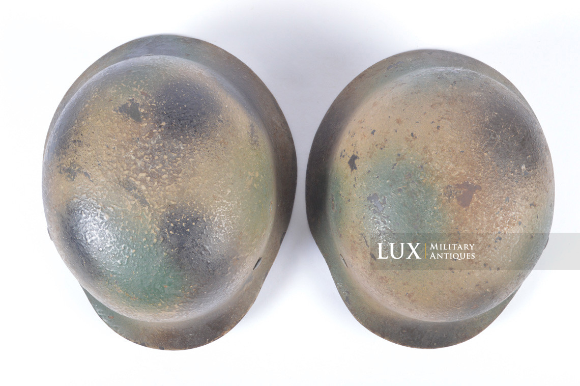 Unique set of German Luftwaffe three tone spray camouflage helmets, « FLAK » - photo 12