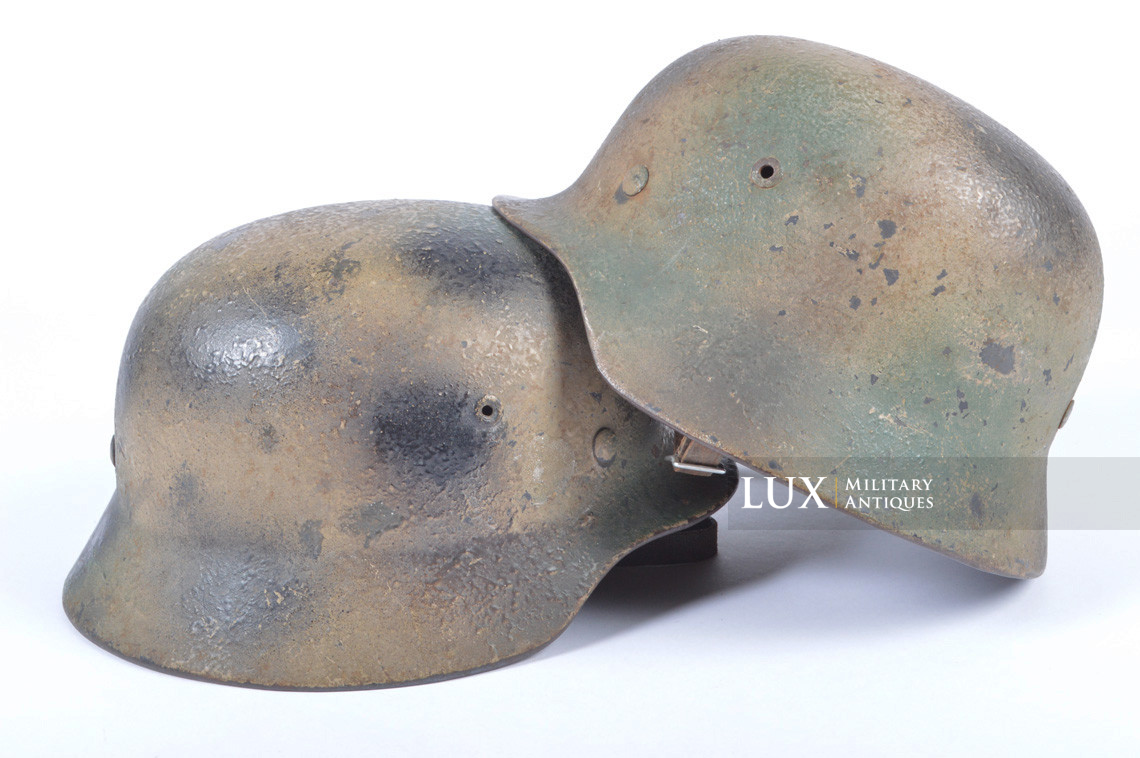 Unique set of German Luftwaffe three tone spray camouflage helmets, « FLAK » - photo 15