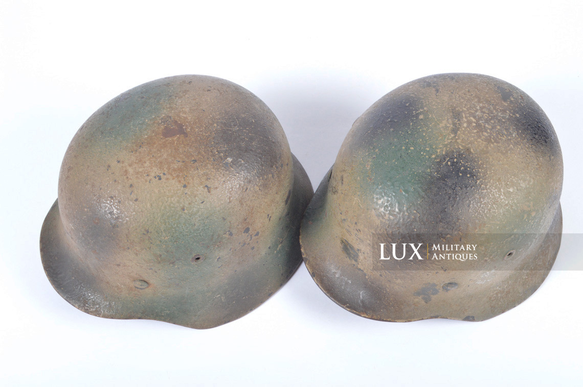 Unique set of German Luftwaffe three tone spray camouflage helmets, « FLAK » - photo 19
