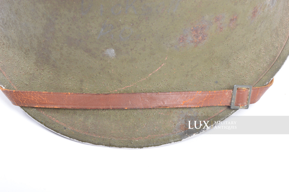 Early USM1 front seam fixed bale combat helmet, « Saint-Clair » - photo 18