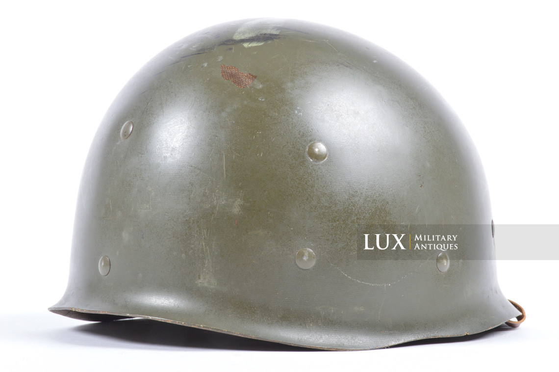 Early USM1 front seam fixed bale combat helmet, « Saint-Clair » - photo 30