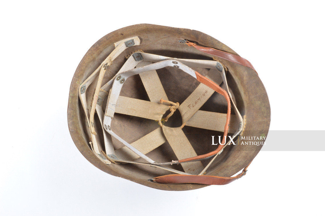 Early USM1 front seam fixed bale combat helmet, « Saint-Clair » - photo 35