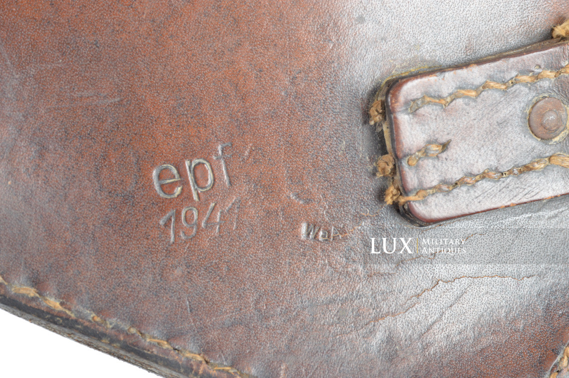 Rare German folding shovel carrying case in brown leather, « epf 1941 » - photo 14