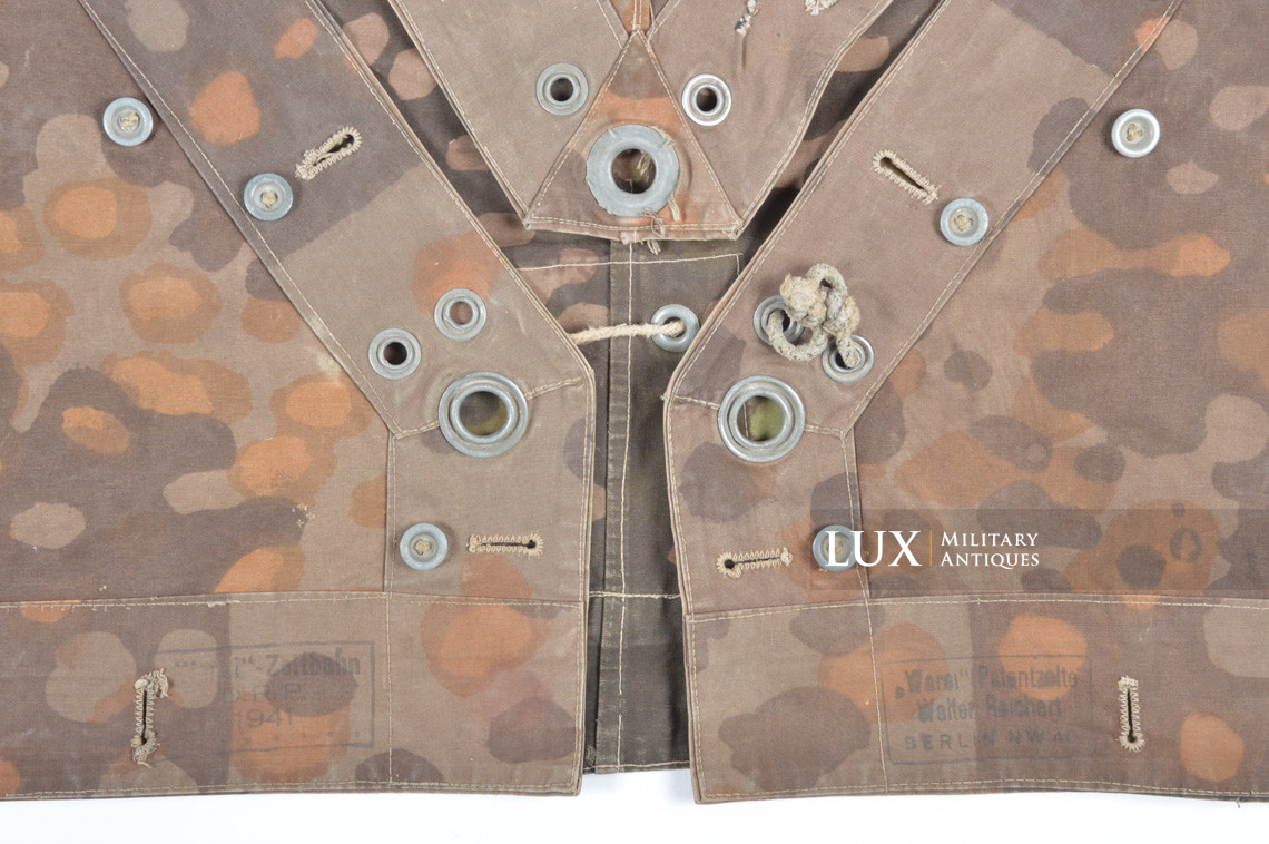 Early Waffen-SS camouflage shelter quarter/poncho, named, « plane tree 1 / lateral » - photo 28