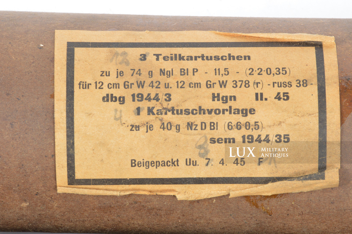 German 12cm mortar cardboard cartridge charge storage box, « 1944 - 45 » - photo 9