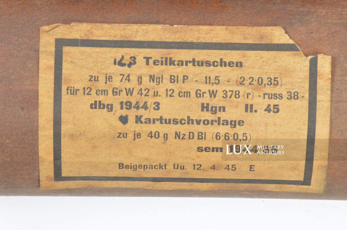 German 12cm mortar cardboard cartridge charge storage box, « 1944 - 45 » - photo 11