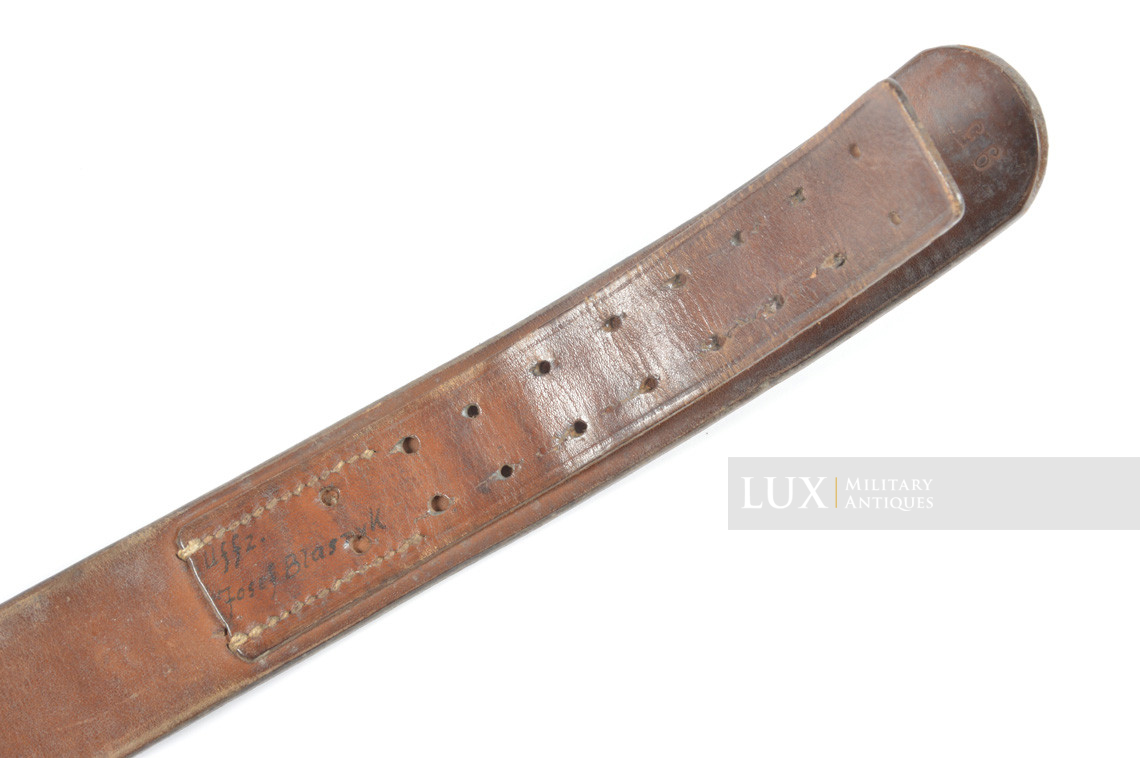 Late-war Heer / Waffen-SS leather belt, named, « 1943 » - photo 12