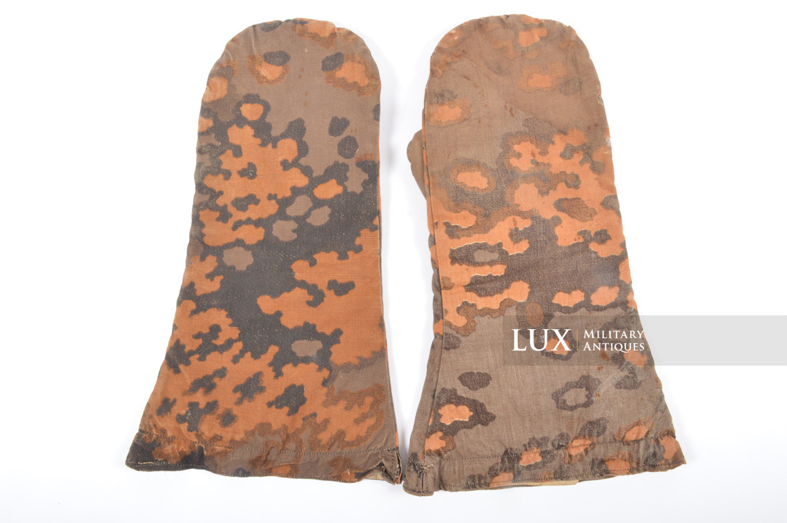 Waffen-SS oakleaf « a » camouflage reversible to white combat gloves, « combat used » - photo 4