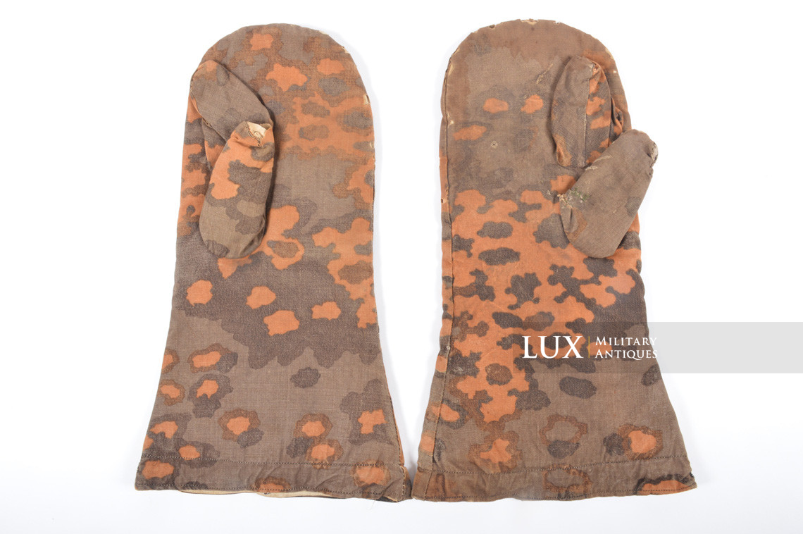 Waffen-SS oakleaf « a » camouflage reversible to white combat gloves, « combat used » - photo 8