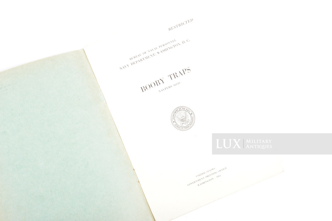 US NAVY booby traps restricted training manual, « navy department » - photo 7