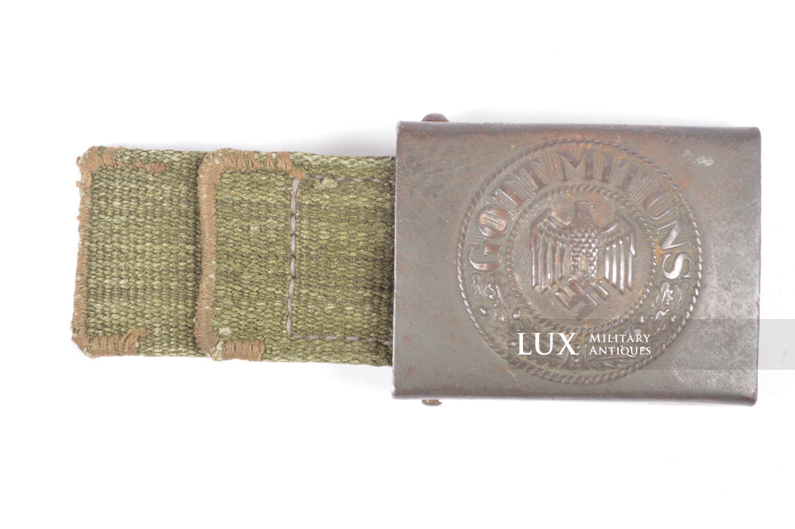 Early DAK Wehrmacht tropical EM combat belt and buckle set, « Green web / GB 1941 » - photo 8