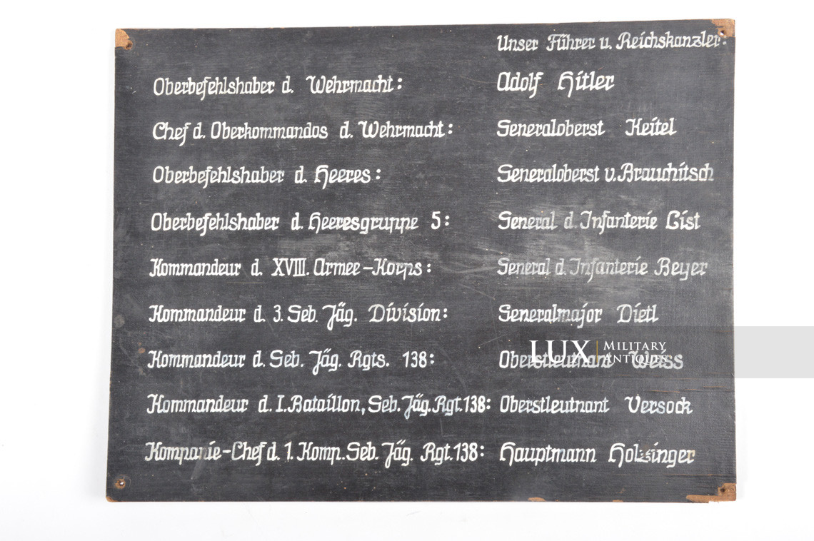 Panneau en bois allemand, « Gebirgs Jäger Regiment 138 » - photo 4