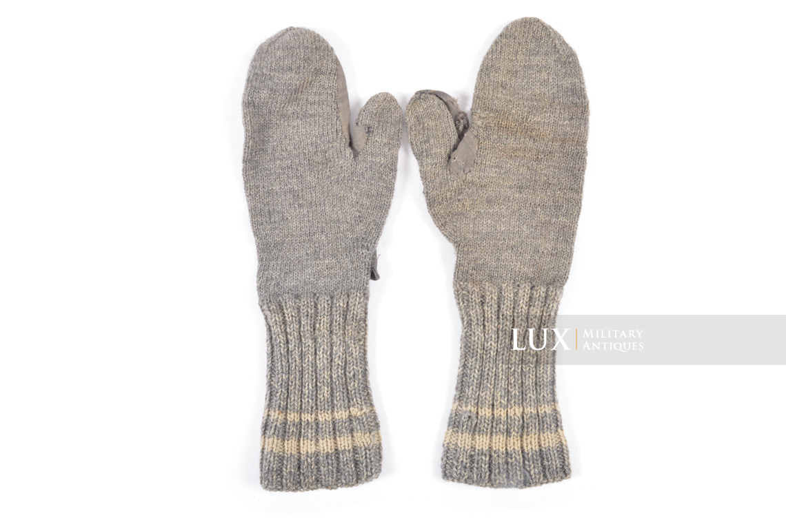 Rare moufles réglementaires allemandes en laine, « renforcées » - photo 10